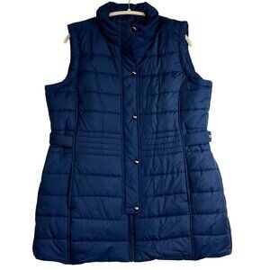 Weatherproof Navy Blue Quilted Puffer Vest Adjustable Waist Womens Size XL